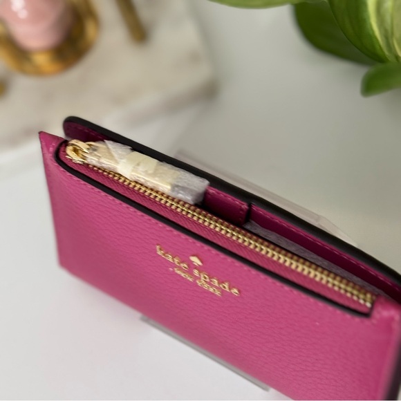 🌷NWT ♠️ kate spade ♠️ Juliette Slim Bifold Wallet - Pebbled - Nouveau Rose Pink - Picture 3 of 8